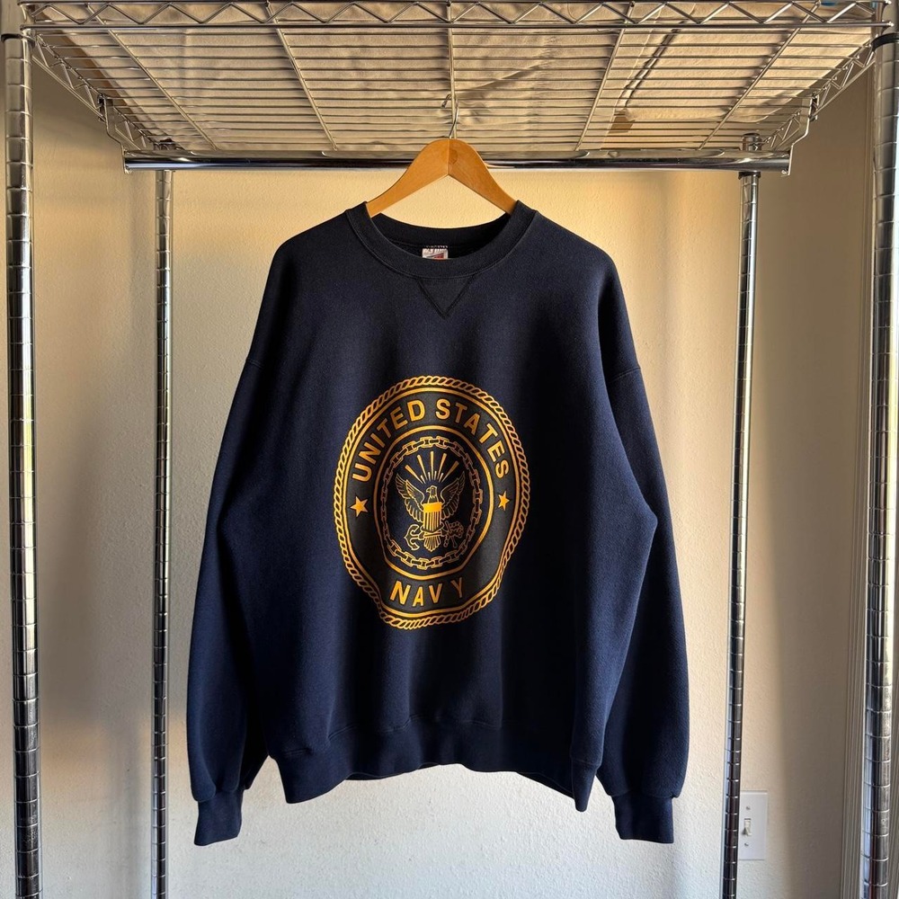 Vintage Soffe US Navy Crewneck Sweatshirt XL Navy Blue Made in USA Military